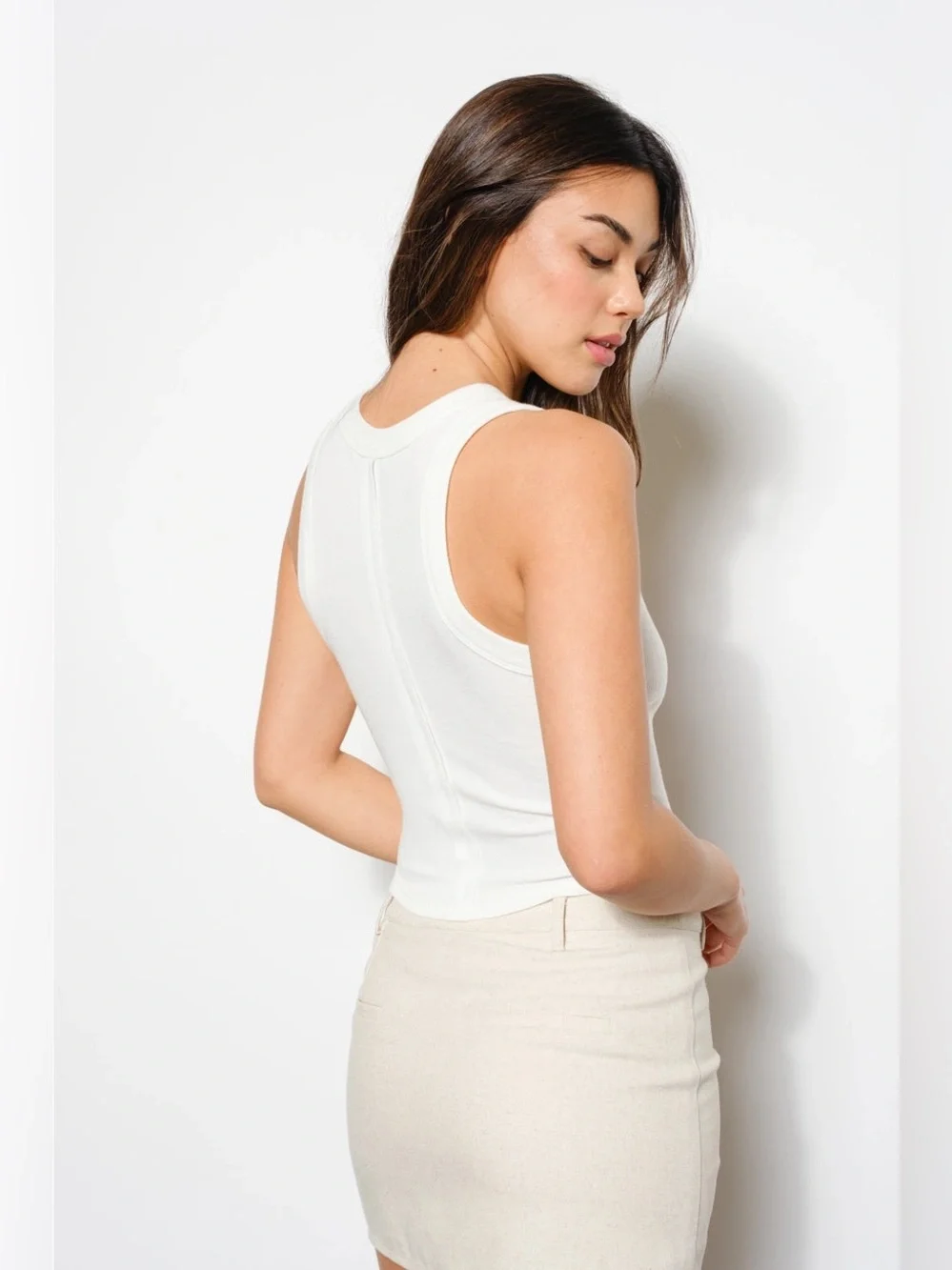 Embroidered Hibiscus Flower Ribbed Tank Top - Pretty Garbage - Picture 6 of 6
